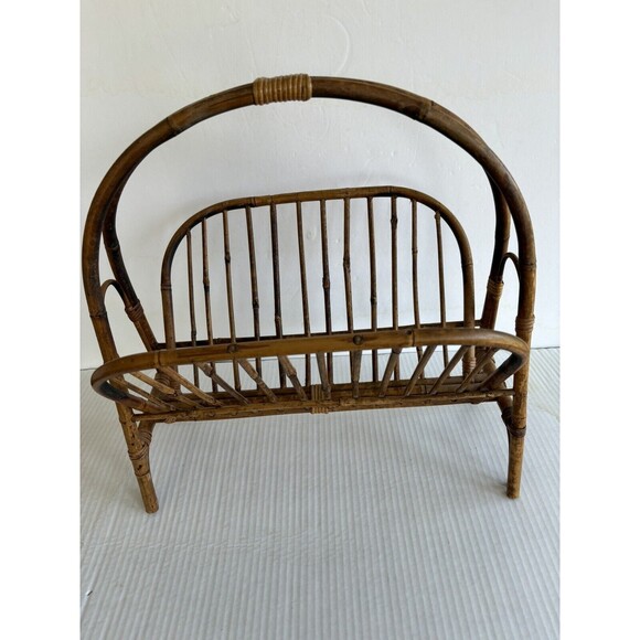 Vintage Boho Chic MCM Bamboo Magazine Holder/Rack Foldable - Picture 5 of 14